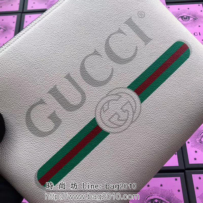 GUCCI古馳 歐洲正品原單 2018早春新款 絲印標緻手包 500981 米白全皮 WTG1583